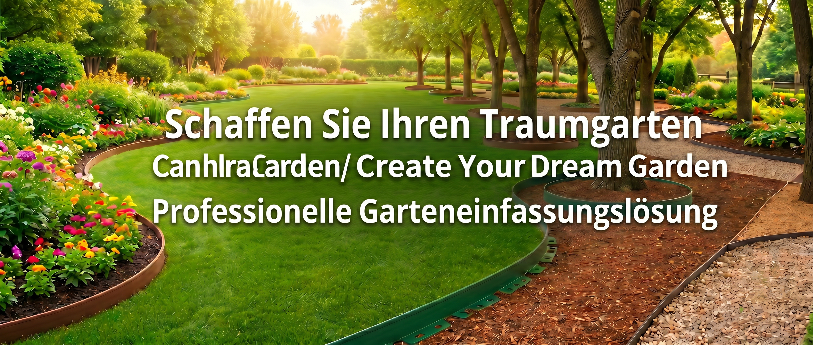 Hauptvisual: UV-stabilisierte PE-Rasenkante auf Rolle fuer Rasen- und Beetabgrenzung, Verlegeprofis und B2B-Vertrieb