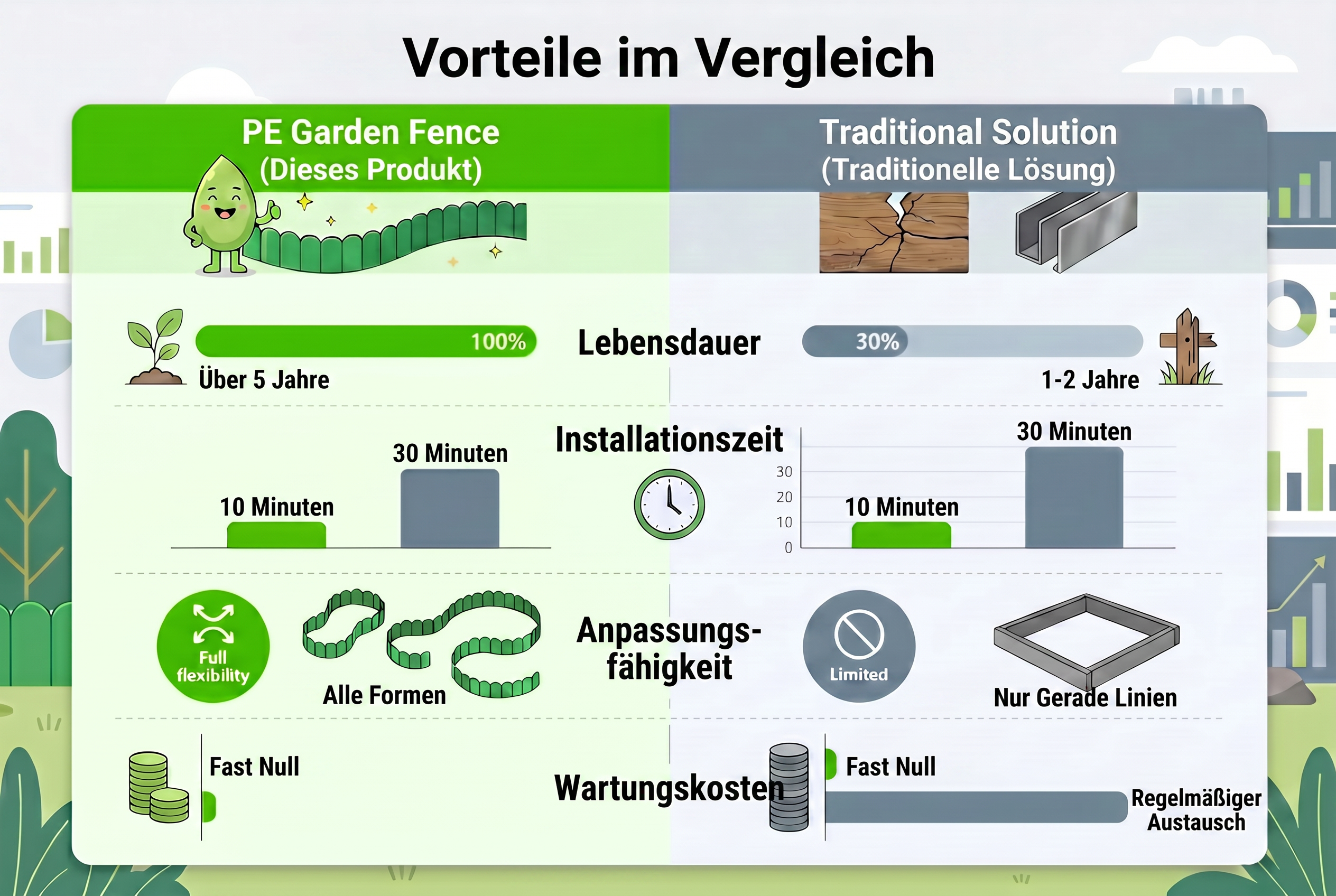 Datenvergleich zu Metall- oder Betonbord
