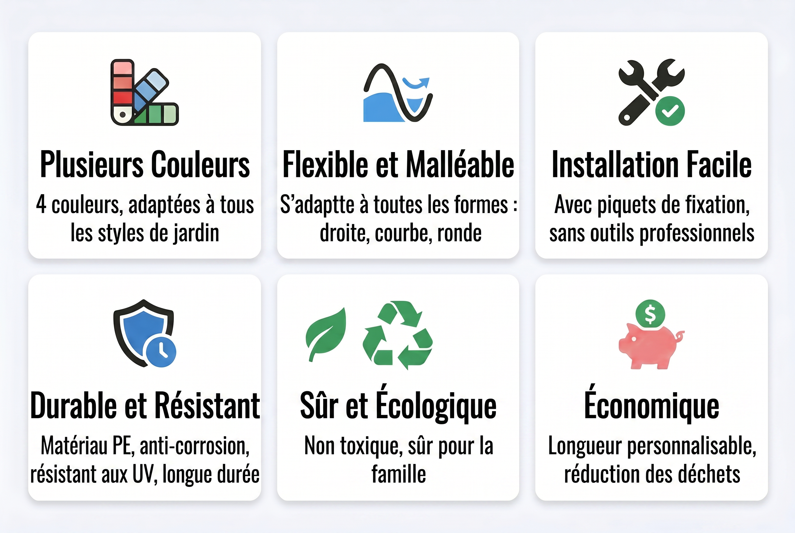 Grille des atouts : multicolore, piquetage, flexibilité et synergie OEM export