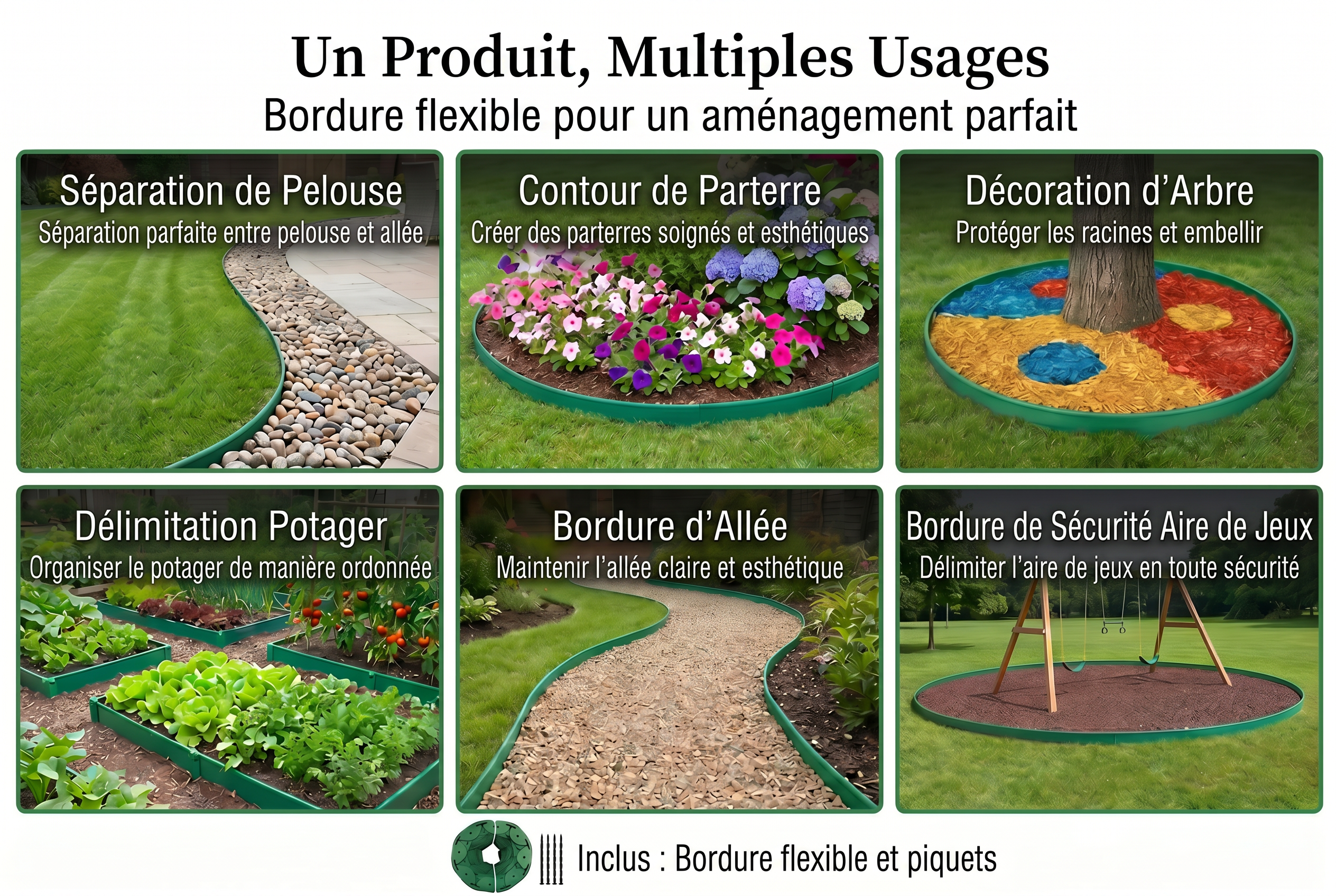 Multi-scènes : gazon, massifs, couronnes, allées et canaux distribution