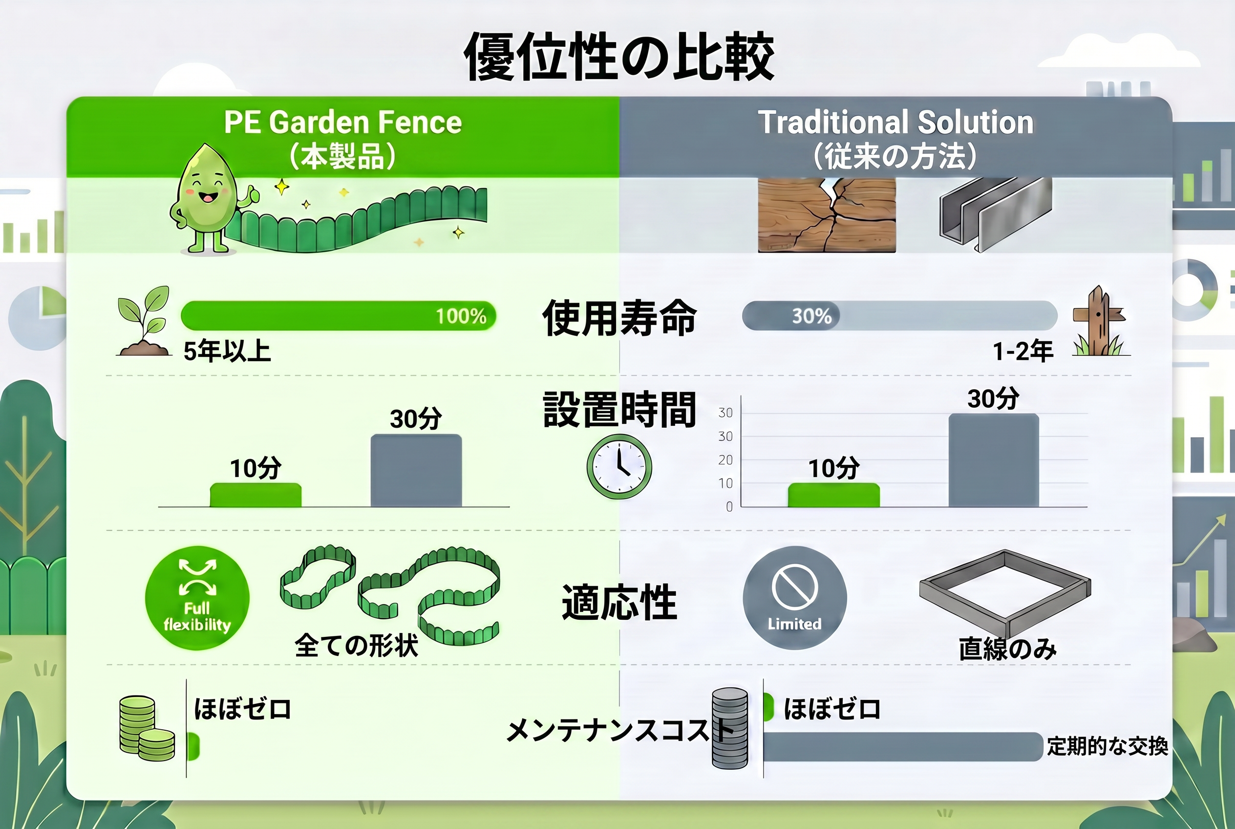 金属・コンクリート境とのデータ比較インフォグラフィック