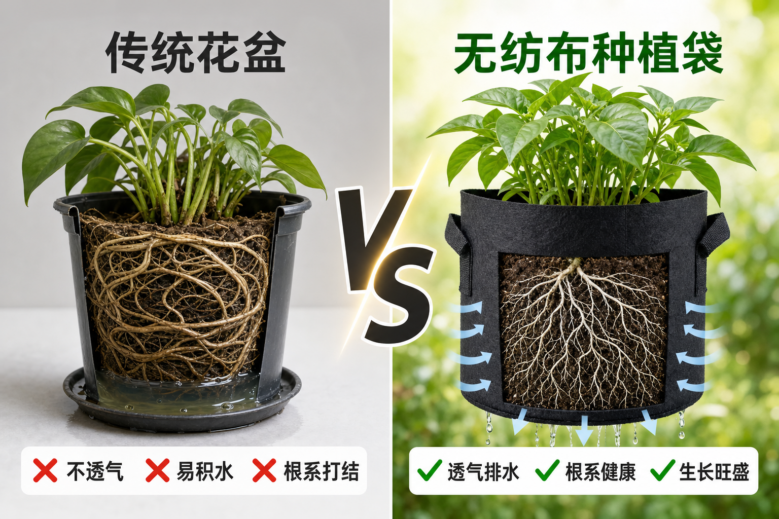 传统容器痛点与无纺布种植袋方案对比