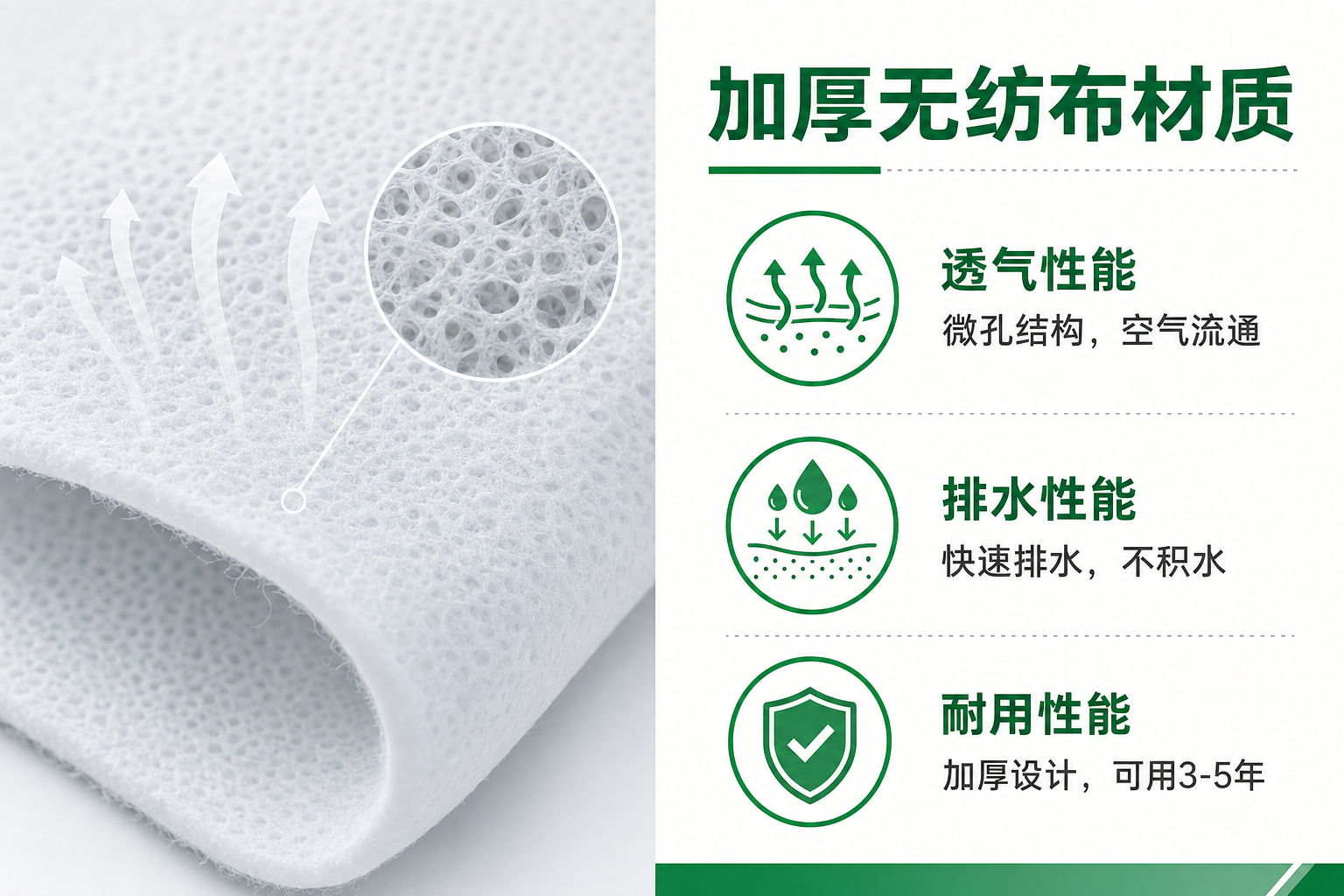 无纺布材质、接缝与结构要点，供工程与采购核对
